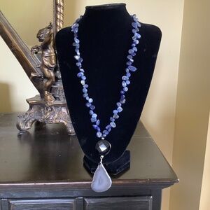 Jodie M Jewelry Set Blue Gemstone Necklace Bracelet Earrings One Size